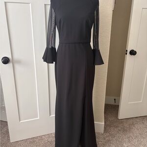 Eliza J. Elegant Black 3/4 Sheet Sleeve with Panel Cuff Evening Dress size 10